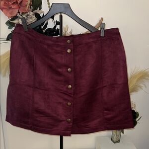 Old Navy Burgundy Button-Front Mini Skirt